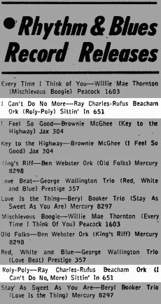 Mention of the Sittin' In With 651 78 rpm disc, rom the October 11, 1952 Billboard.